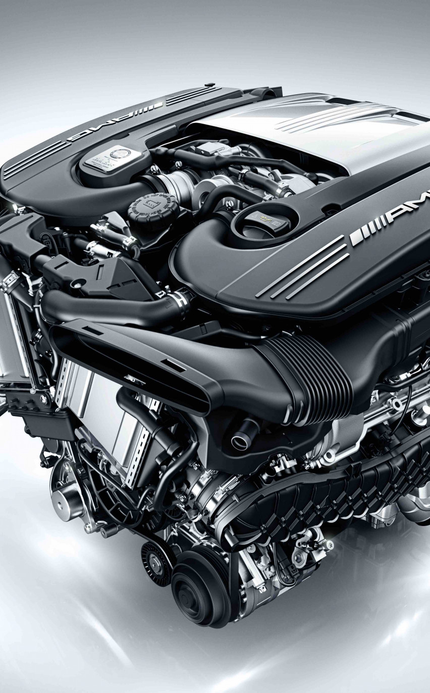 Mercedes-AMG C 63, 4,0-Liter V8-Biturbomotor, Motorbaureihe M177 
Mercedes-AMG C 63, 4,0-liter V8-biturbo engine, M177 series